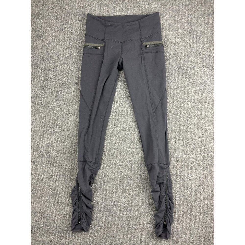 Lululemon Leggings Womens 6 Gray Ankle Zip Pocket‎ Ruched Hem Yoga Running Pants